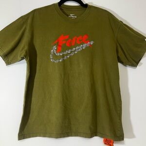 Nike Olive Green Tee with Vibrant Orange Tag